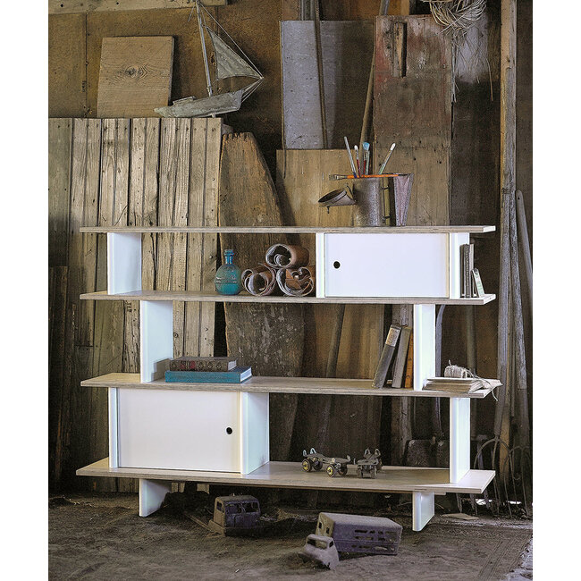 OEUF NYC MINI BIBLIOTHEQUE HORIZONTALE  OEUF NYC - BLANC / BOULEAU