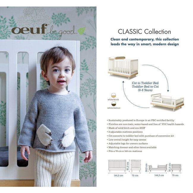 OEUF NYC LIT BÉBÉ ÉVOLUTIF OEUF NYC CLASSIC 70x140CM - BOULEAU