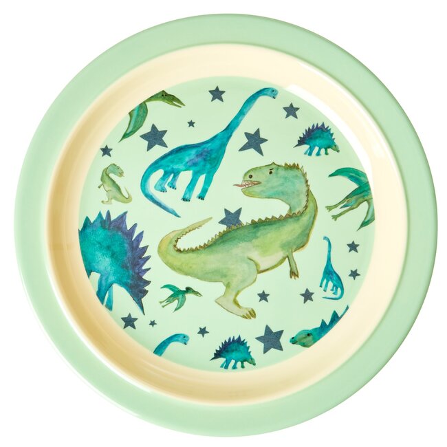 RICE ASSIETTE ENFANT MÉLAMINE RICE - DINO SOFT GREEN