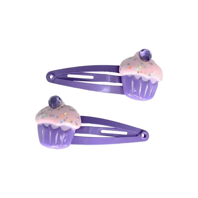 GREAT PRETENDERS 2 X BARRETTES CUPCAKES VIOLET