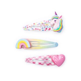 GREAT PRETENDERS 3 X BARRETTES "CUTIE UNICORN" LICORNE COEUR ARC-EN-CIEL