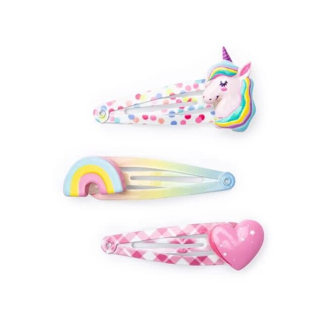GREAT PRETENDERS 3 X BARRETTES "CUTIE UNICORN" LICORNE COEUR ARC-EN-CIEL