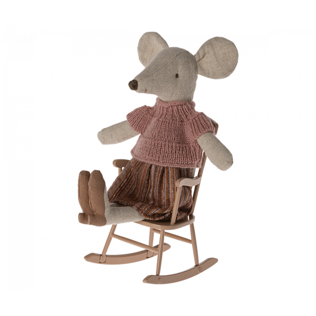 MAILEG FAUTEUIL À BASCULE SOURIS MAILEG ROSE POUDRÉ 11CM