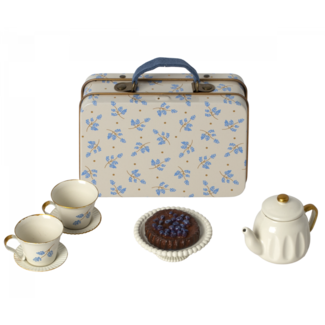 MAILEG SERVICE À THÉ & VALISE EN MÉTAL MADELEINE BLEUE