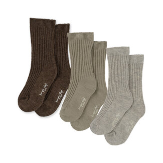 KONGES SLOJD 3 X PAIRES DE CHAUSSETTES CÔTELÉES SOFT GREY/MENT/BROWN