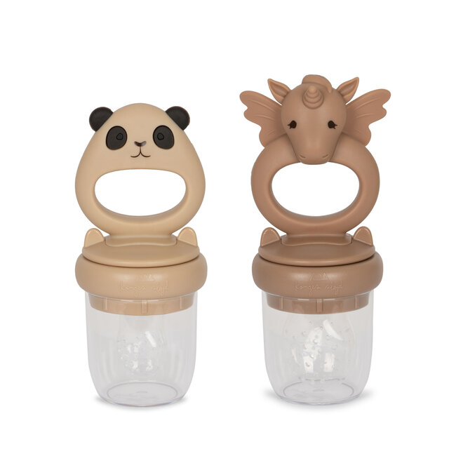 KONGES SLOJD 2 X GRIGNOTEUSES À FRUITS PANDA & DRAGON SHELL/BLUSH