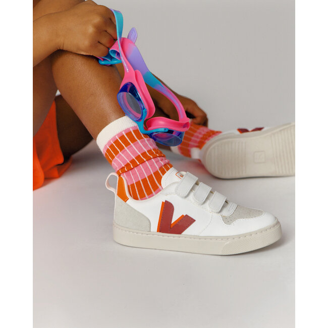 VEJA BASKET VEJA V10 VELCRO - WHITE MARSALA ORANGE FLUO