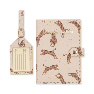 KONGES SLOJD SET VOYAGE PASSEPORT & PORTE-ÉTIQUETTE VALISE - TIGERS SAND
