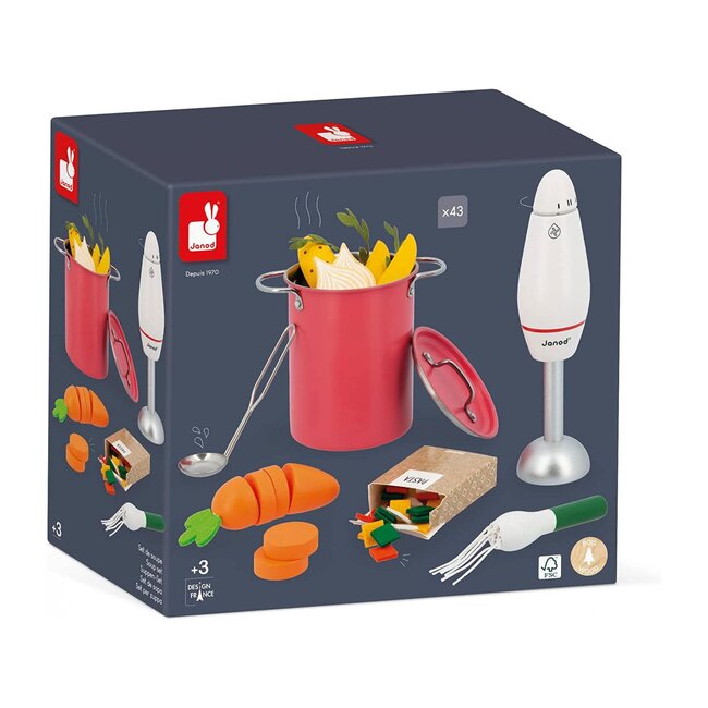 JANOD ATELIER SOUPE AVEC MIXER EN BOIS 43PCS