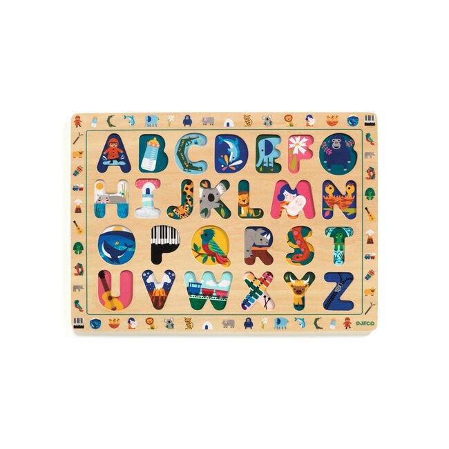DJECO PUZZLE D'ENCASTREMENT ABÉCÉDAIRE FRANÇAIS - ANGLAIS ABC