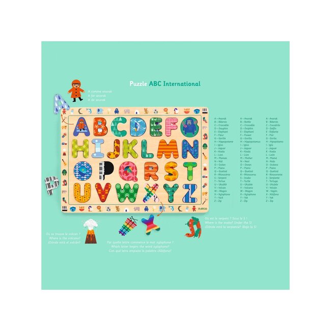 DJECO PUZZLE D'ENCASTREMENT ABÉCÉDAIRE FRANÇAIS - ANGLAIS ABC