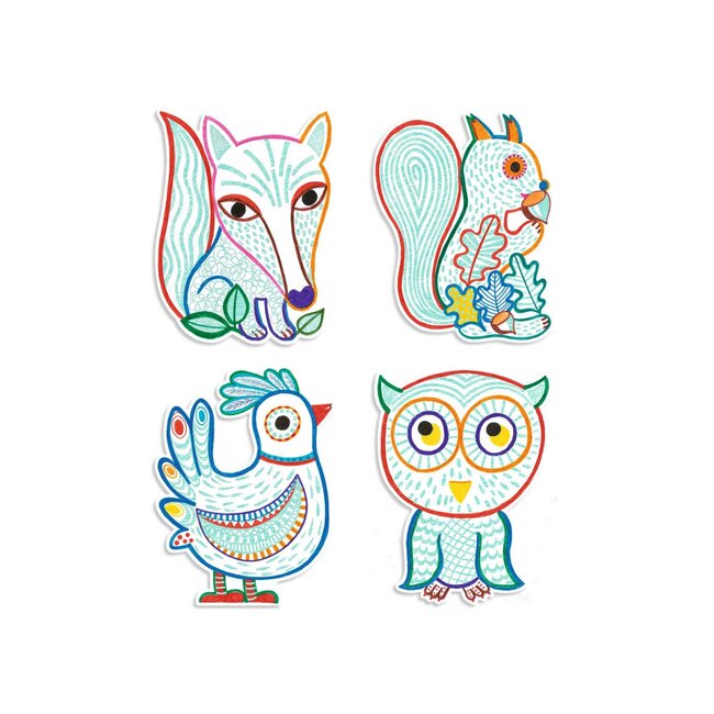 DJECO COLORIAGE À RÉVÉLER DES PETITS  - ANIMAUX DE LA FORÊT +18MOIS