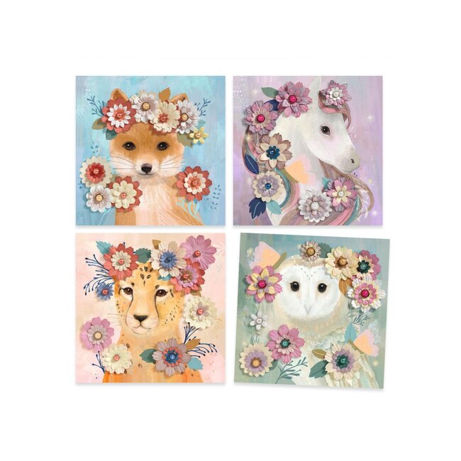 DJECO PAPIER CRÉATIF - TABLEAU 3D COURONNES DE FLEURS 5-8ANS