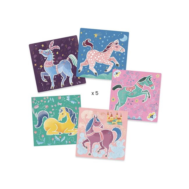 DJECO DESSIN - POCHOIR CHEVAUX 4-7ANS