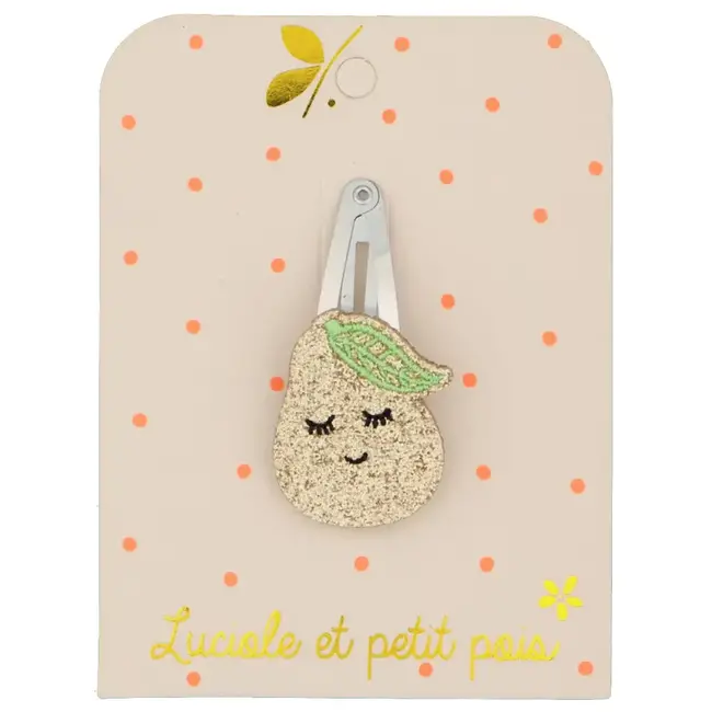 LUCIOLE ET PETIT POIS 1 X BARRETTE 5CM - POIRE GLITTER