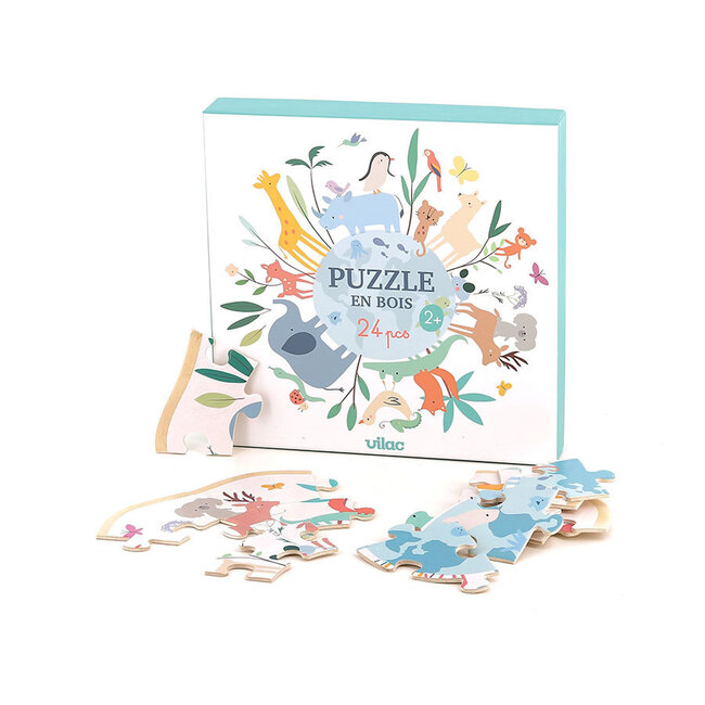 VILAC PUZZLE ROND BOIS 24PCS LE MONDE - SARAH BETZ
