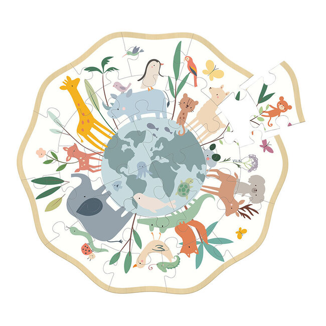VILAC PUZZLE ROND BOIS 24PCS LE MONDE - SARAH BETZ