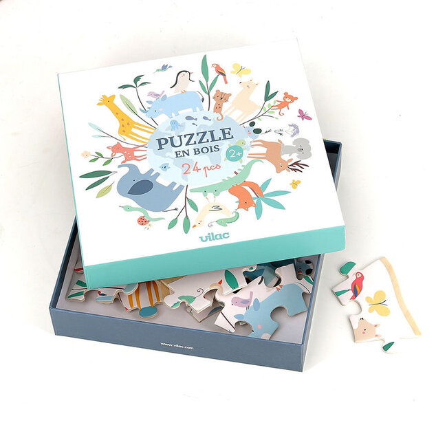 VILAC PUZZLE ROND BOIS 24PCS LE MONDE - SARAH BETZ