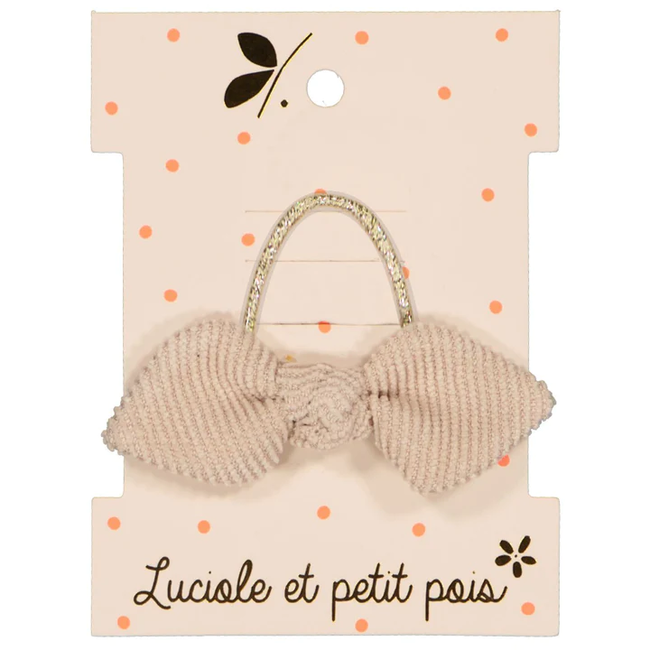 LUCIOLE ET PETIT POIS ÉLASTIQUE TISSU "MINI NOEUD LAPIN" VELOURS CÔTELÉ ÉCRU