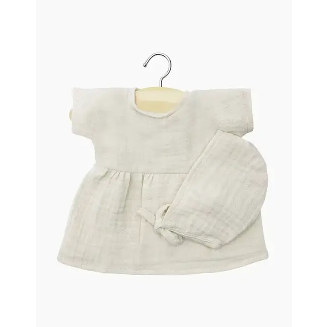 MINIKANE TENUE BABIES ROBE FAUSTINE DOUBLE GAZE GRÈGE & BÉGUIN