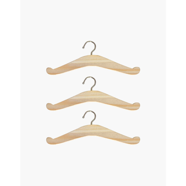 MINIKANE AMBROISE - ARMOIRE POUPÉE GRIS POUDRÉ & 3 CINTRES BOIS