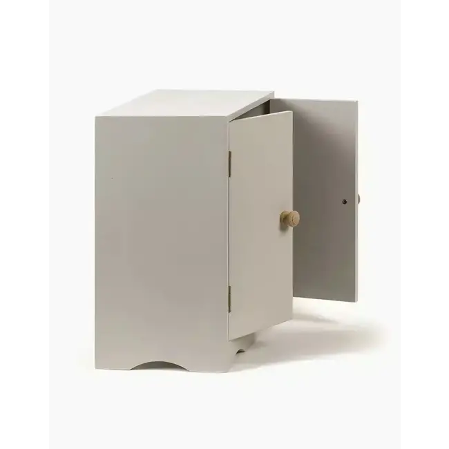 MINIKANE AMBROISE - ARMOIRE POUPÉE GRIS POUDRÉ & 3 CINTRES BOIS