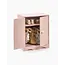 MINIKANE AMBROISE - ARMOIRE POUPÉE ROSE POUDRÉ & 3 CINTRES BOIS