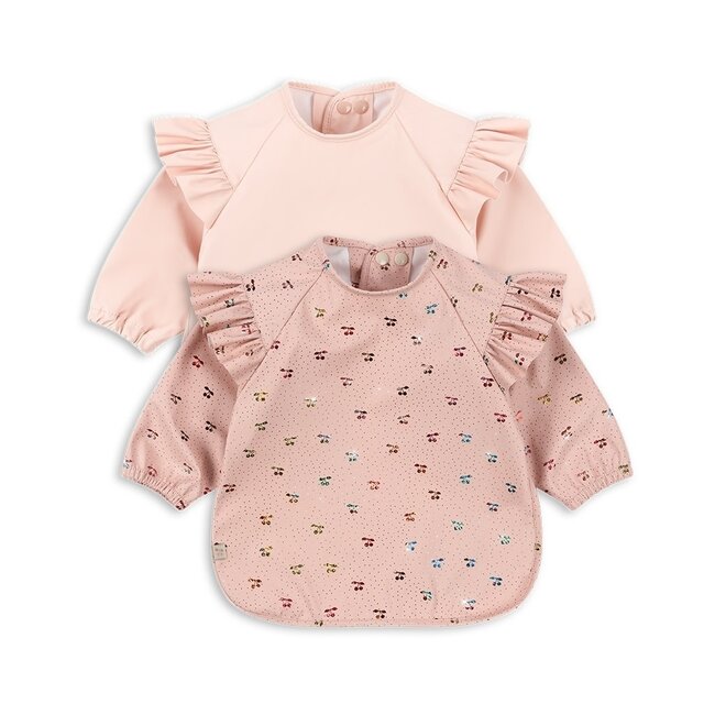 KONGES SLOJD SET 2 X BAVOIRS À MANCHES & FROUFROUS - FAIRY CHERRY / CAMEO ROSE