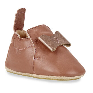 EASY PEASY CHAUSSON CUIR SOUPLE "BLU" NOEUD VIEUX ROSE