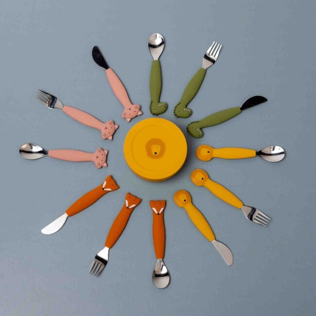 TRIXIE SET DE 3 COUVERTS INOX MANCHE SILICONE - MR RENARD