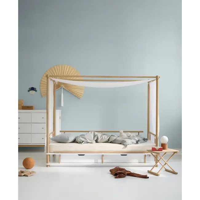 OLIVER FURNITURE LIT À BALDAQUIN - CAMP - BLANC / CHÊNE