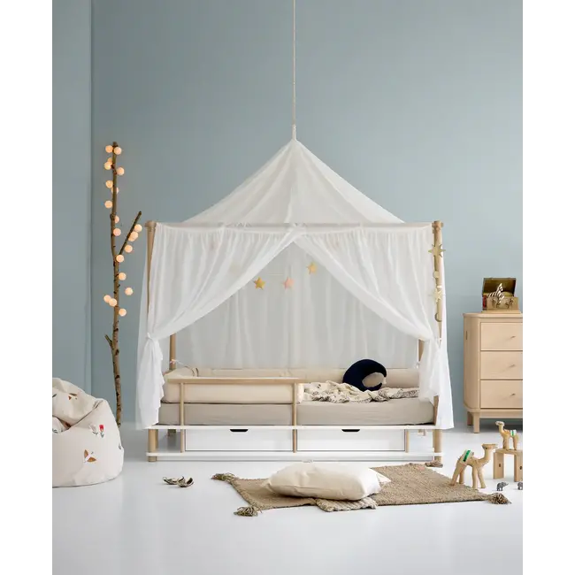 OLIVER FURNITURE LIT À BALDAQUIN - CAMP - BLANC / CHÊNE