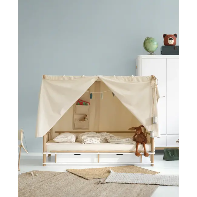 OLIVER FURNITURE LIT À BALDAQUIN - CAMP - BLANC / CHÊNE