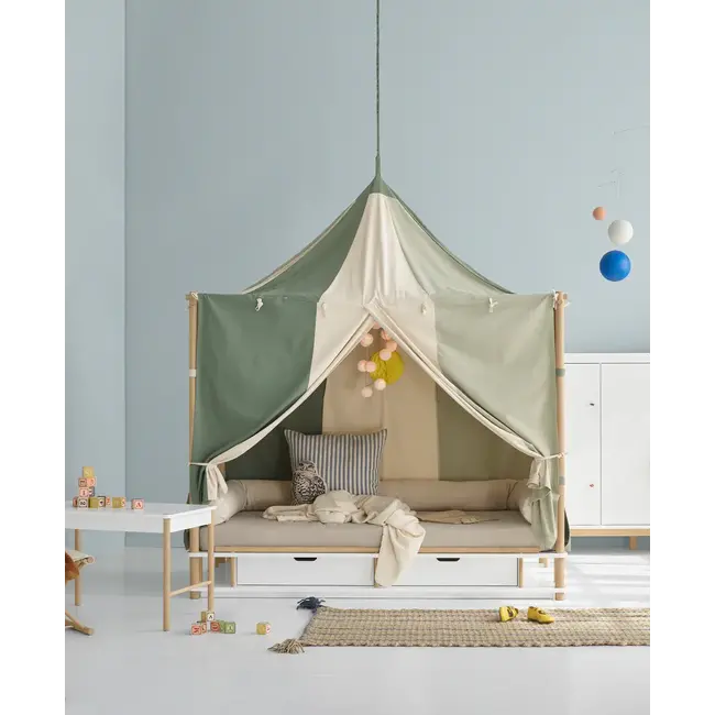 OLIVER FURNITURE LIT À BALDAQUIN - CAMP - BLANC / CHÊNE