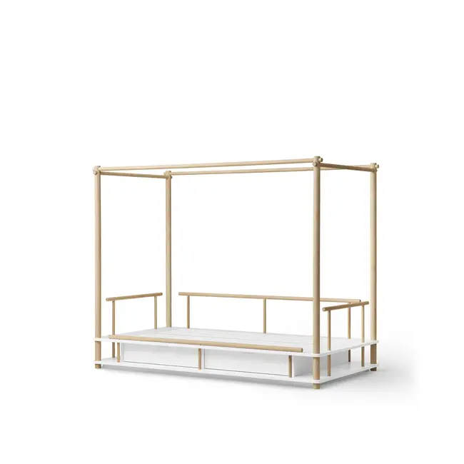 OLIVER FURNITURE LIT À BALDAQUIN - CAMP - BLANC / CHÊNE