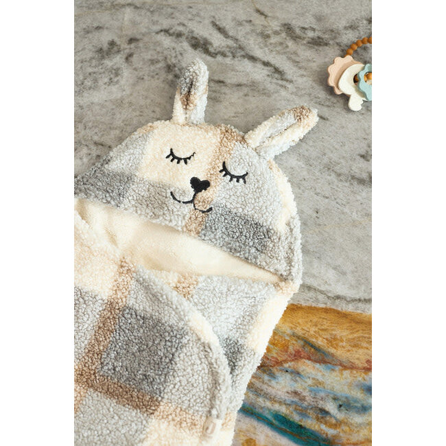 JOLLEIN COUVERTURE PORTEFEUILLE BUNNY - CHECK BOUCLE