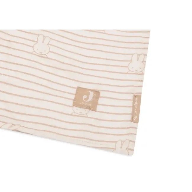JOLLEIN PACK DE 2 LANGES EN COTON LARGE - 115 x 115cm - MIFFY STRIPE BISCUIT