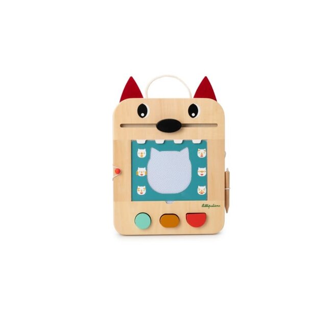 LILLIPUTIENS ARDOISE MAGIQUE BOIS 4 COULEURS / 12 JEUX - LOUIS LE LOUP