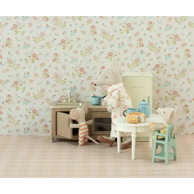 MAILEG CHAISE HAUTE BOIS VERT MENTHE 7CM - POUR BÉBÉ SOURIS