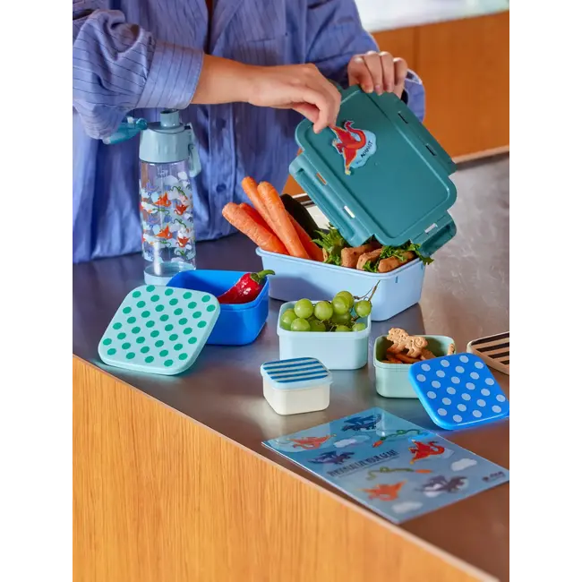 RICE SET DE 4 BOITES À GOUTER CARRÉES - STRIPES & DOTS