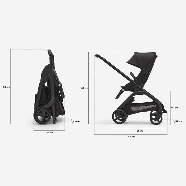 BUGABOO BUGABOO DRAGONFLY - POUSSETTE COMPLÈTE - BLACK / BLACK/GREY MELANGE