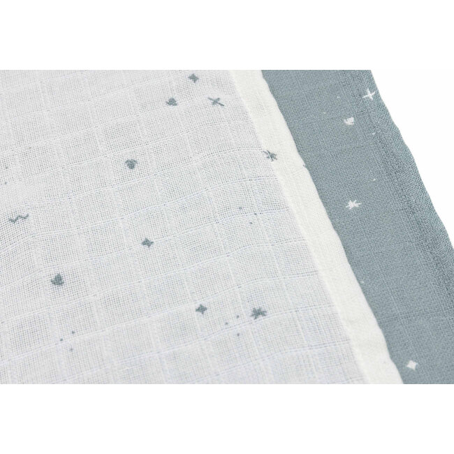 JOLLEIN SET 3 LANGES COTON 70X70CM - TWINKLING SEA GREEN