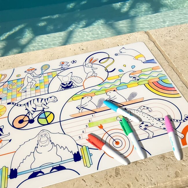 SET DE TABLE À COLORIER ET 5 FEUTRES - SPORTS OLYMPIQUES