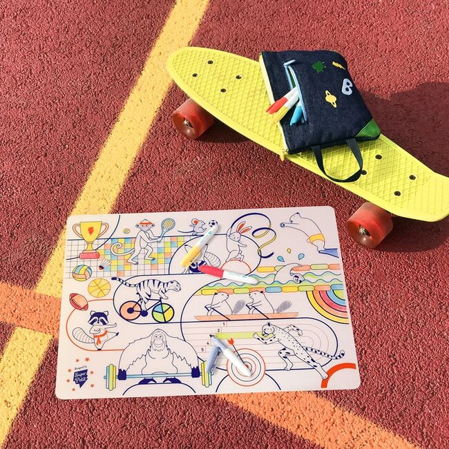 SET DE TABLE À COLORIER ET 5 FEUTRES - SPORTS OLYMPIQUES