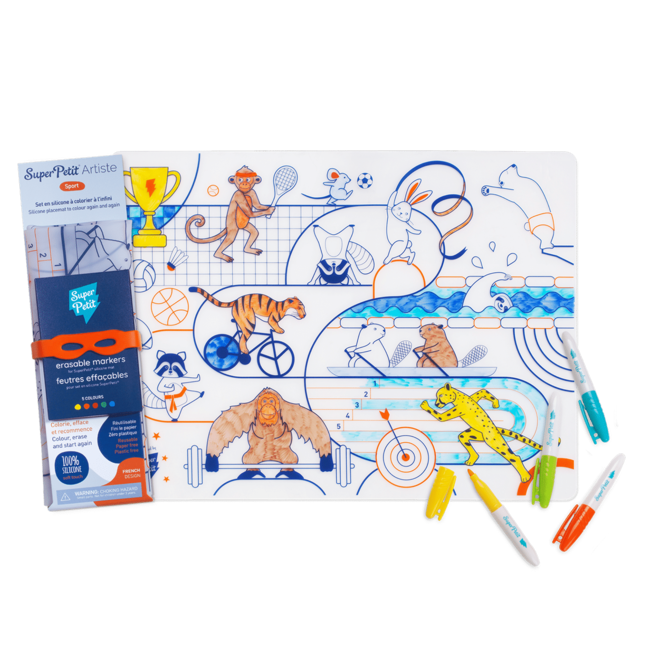 SET DE TABLE À COLORIER ET 5 FEUTRES - SPORTS OLYMPIQUES