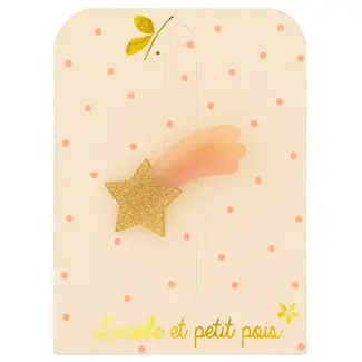 LUCIOLE ET PETIT POIS 1 X PINCE CROCODILE 5CM - ÉTOILE FILANTE ROSE/OR