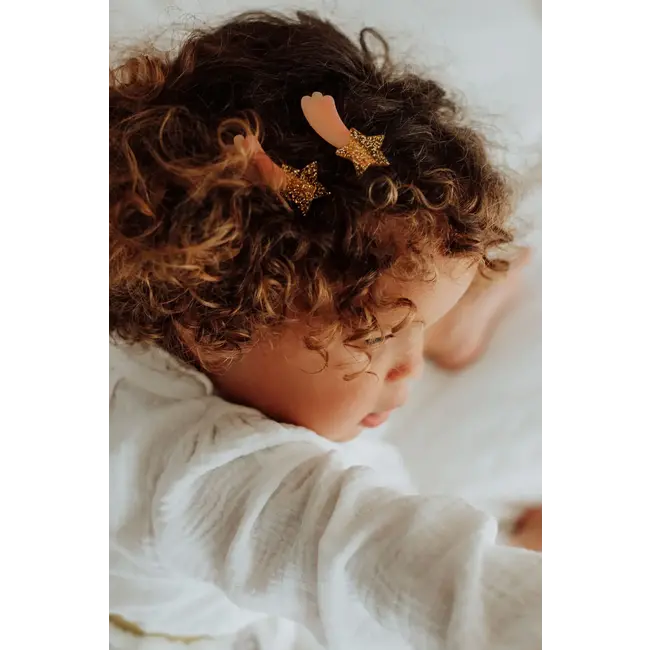 LUCIOLE ET PETIT POIS 1 X PINCE CROCODILE 5CM - ÉTOILE FILANTE ROSE/OR