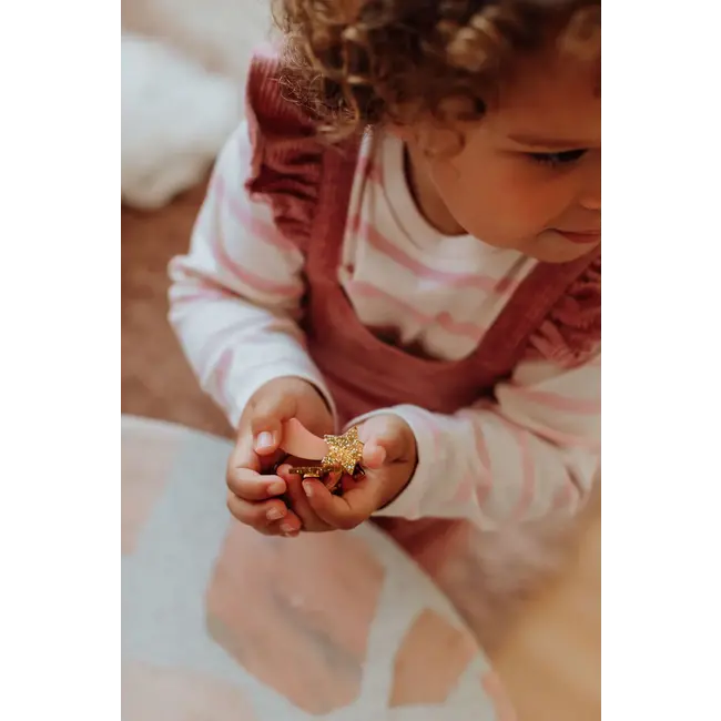 LUCIOLE ET PETIT POIS 1 X PINCE CROCODILE 5CM - ÉTOILE FILANTE ROSE/OR