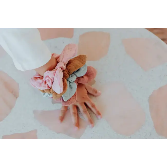 LUCIOLE ET PETIT POIS 1 X CHOUCHOU DOUBLE GAZE - ROSE OCRE