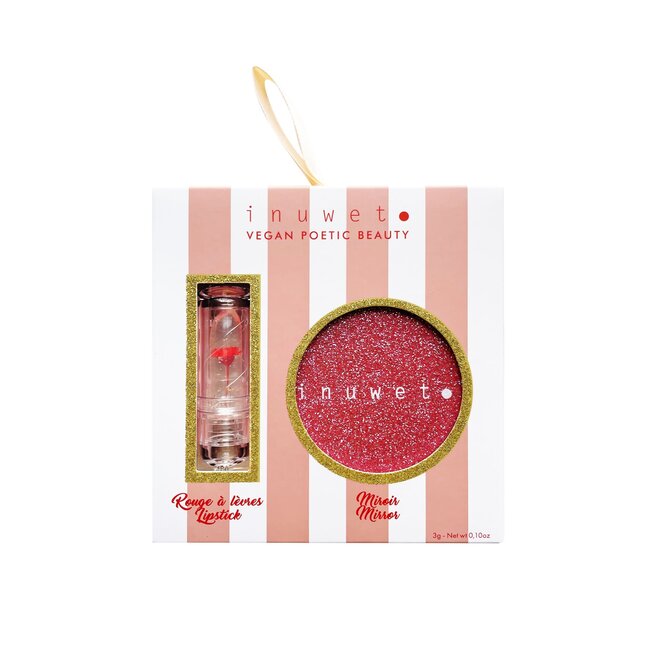 INUWET COFFRET FLOWER SET MAKE UP - ROUGE A LEVRES MAGIQUE FRAISE  + MIROIR - XMAS